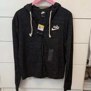 Nike Charcoal Heather Hoodie with White Accents